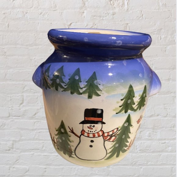 COOKIE JAR -- Snowman, Blue and White Christmas/Holiday Theme, New In The Box - Picture 3 of 11